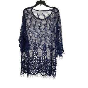 CATHERINES Women's One size Navy Crochet Swim Cover-Up